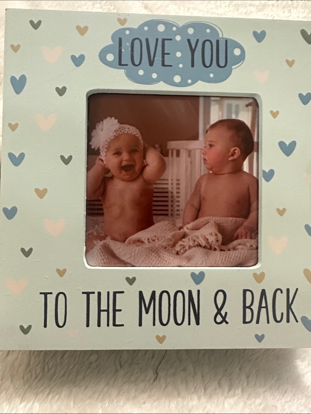 Baby memory box - Blue Heart Moon & Back Design wooden box